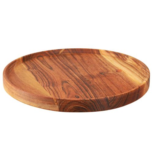 daiktų Apvalus padėklas iš natūralios alyvuotos akacijos medienos Ø30cm H2,5cm