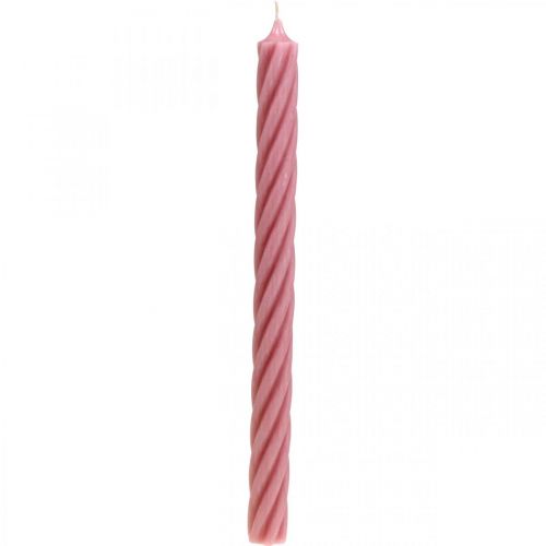 daiktų Kaimiškos žvakės, vienspalvės rožinės spalvos 350/28mm 4vnt