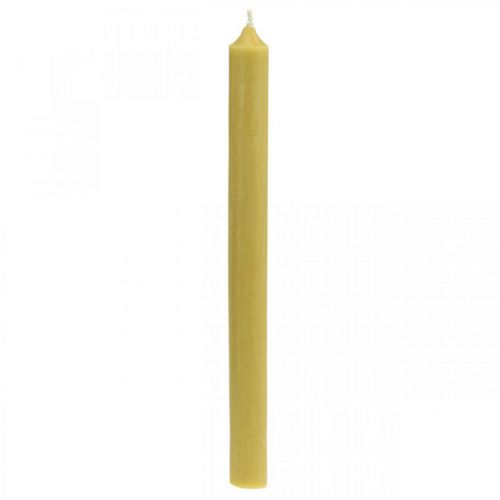 Kaimiškos žvakės Aukštos žvakidės geltonos spalvos 350/28mm 4vnt