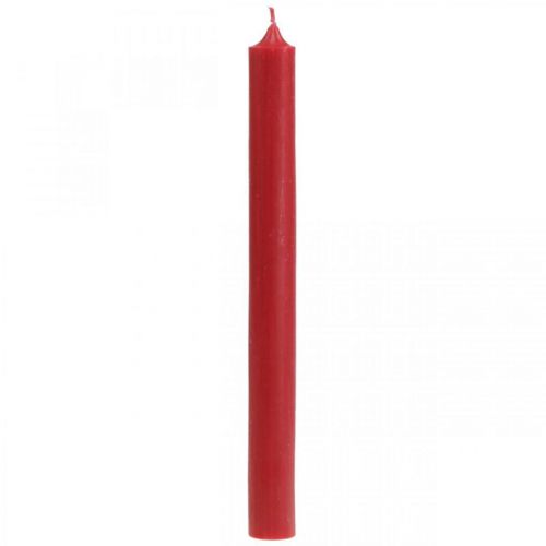 Kaimiškos žvakės Aukštos žvakidės raudonos spalvos 350/28mm 4vnt