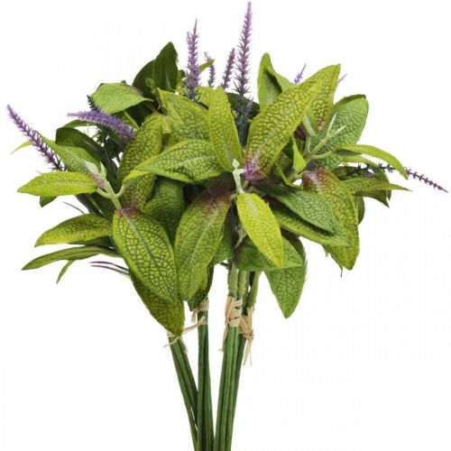 Dirbtinė šalavijų kekė, šilkinės gėlės, šalavijų šakelės dirbtinė violetinė L26cm 4vnt