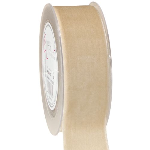 Aksominė juostelė dekoratyvinė juostelė aksominė dovanų juostelė smėlio spalvos 40 mm 8 m