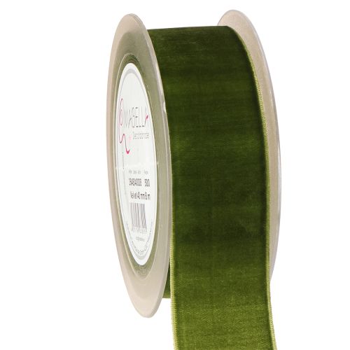 Floristik24 Aksominė juostelė dekoratyvinė juostelė audinio juostelė aksominė tamsiai žalia 40mm 8m