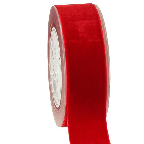 Floristik24 Aksominė juostelė dovanų juostelė dekoratyvinė juostelė aksominė raudona 40mm 8m