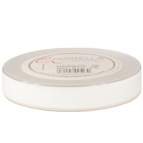 daiktų Aksominė juostelė, dovanų juostelė, dekoratyvinė juostelė, baltas aksomas, 20 mm pločio, 10 m ilgio