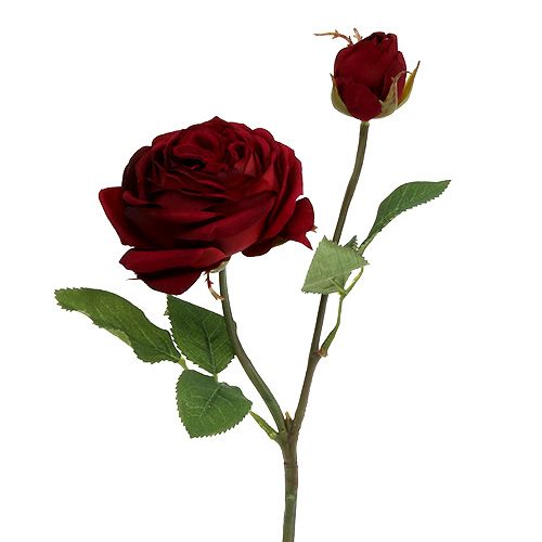Floristik24 Aksominė rožė raudona su pumpuru Ø9cm L38cm