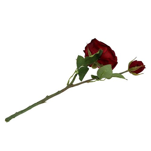 Floristik24 Aksominė rožė raudona su pumpuru Ø9cm L38cm