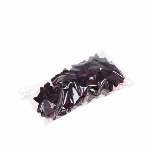 daiktų Išsklaidytos dekoracijos žvaigždės flokuotos aksominės žvaigždės violetinės uogos 4/5cm 40 vnt.