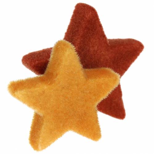 Floristik24 Išsklaidytos dekoracijos žvaigždžių mišinys flokuotas karis, rooibos 4cm/5cm 40 vnt.