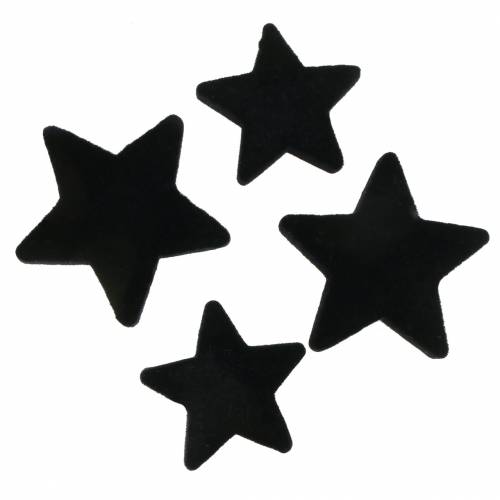Floristik24 Išsklaidytos dekoracijos žvaigždės aksominės juodos 4/5cm 40psl