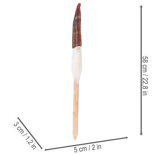 Kalėdinių elfų dekoratyviniai kuolai, Kalėdų Senelis su veltinio kepure, 58 cm, 6 vnt. | Floristik24.lt