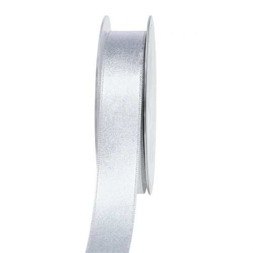 Satininė juostelė su žėručio sidabru 25mm 20m