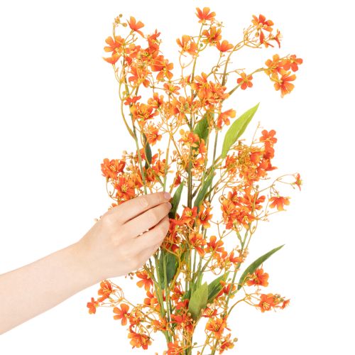 Dirbtinės gėlės orchidėjos šakelės oranžinės filigraninės kambario dekoracijos 110 cm 3 vnt. | Floristik24.lt