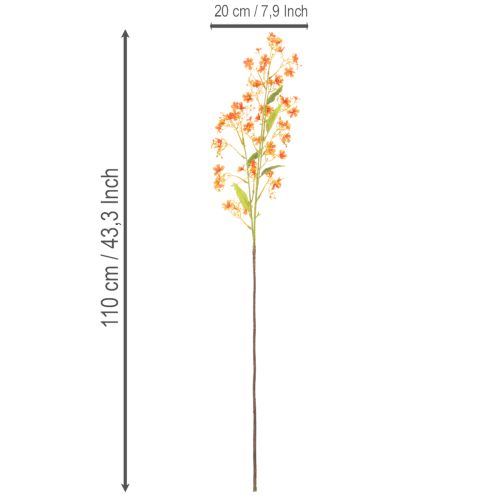Dirbtinės gėlės orchidėjos šakelės oranžinės filigraninės kambario dekoracijos 110 cm 3 vnt. | Floristik24.lt