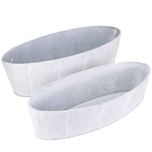 Floristik24 Ovalus metalinis dubuo iš balto sidabro 32,5cm/37cm rinkinys iš 2 vnt