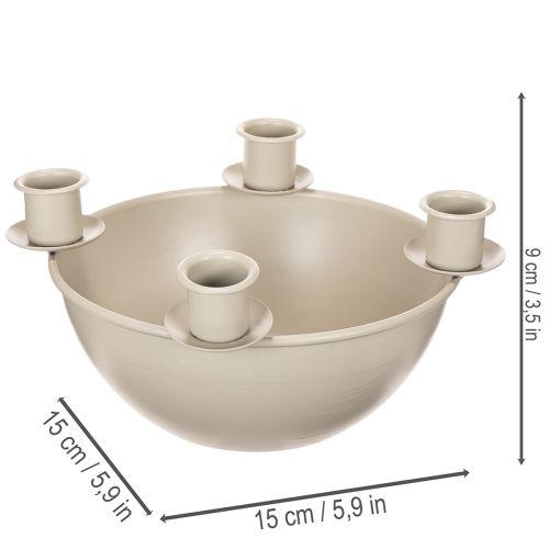 Žvakidė su 4 žvakidėmis, modernus Advento vainikas, smėlio spalvos, 15 cm | Floristik24.lt