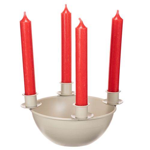 Žvakidė su 4 žvakidėmis, modernus Advento vainikas, smėlio spalvos, 15 cm | Floristik24.lt