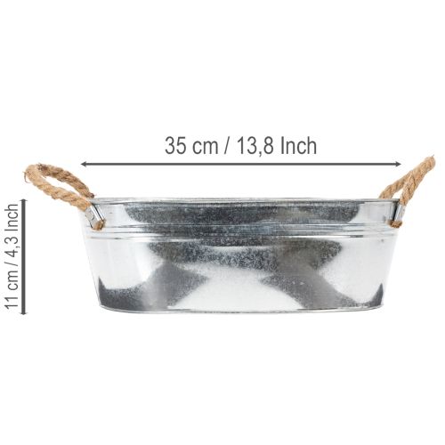Ovalus dubuo 35 cm x 21,5 cm, aukštis 11,5 cm, blizgus cinkas | Floristik24.lt