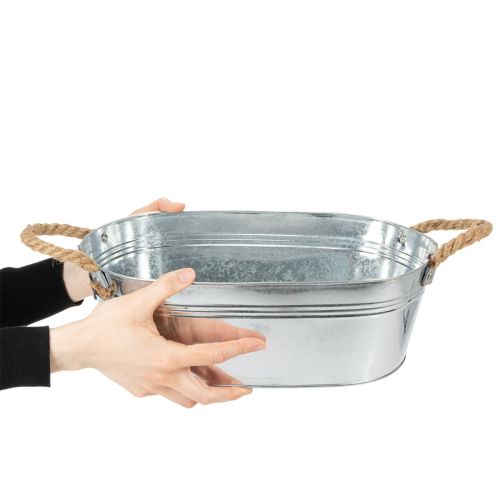Ovalus dubuo 35 cm x 21,5 cm, aukštis 11,5 cm, blizgus cinkas | Floristik24.lt