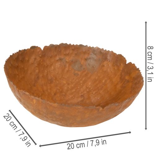 Apvalus metalinis dubuo su rūdžių imitacijos tekstūruotu paviršiumi, 20 cm | Floristik24.lt