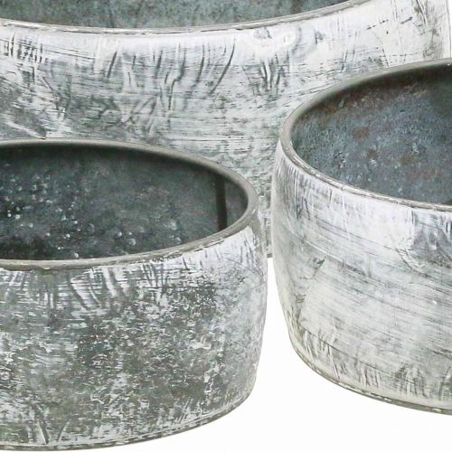Floristik24 Dekoratyvinis metalinis dubuo apvalus pilkas Ø22/18,5/14,5cm