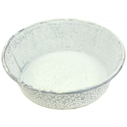 Floristik24 Cinko dubuo su kreminiu dekoru, skalbtas Ø35,5cm H9cm