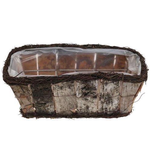 daiktų Augalų dubuo stačiakampiai beržo žievės vynmedžiai 36x18x14cm