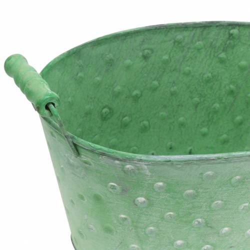Floristik24 Dekoratyvinis dubuo sodintuvas metalinis žalias ovalus 25,5x18,5cm H13cm