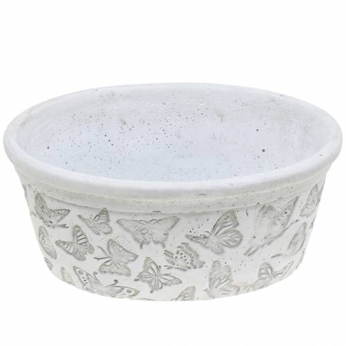 Floristik24 Augalų vazono dubuo baltas su drugeliais 21cm x 14cm A9,5cm 2vnt.