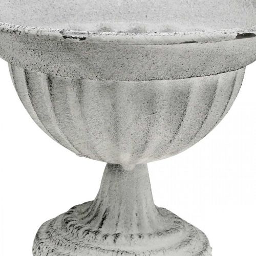Floristik24 Puodelio dubuo balta dekoratyvinė taurė metalinė taurė Ø16cm H11,5cm