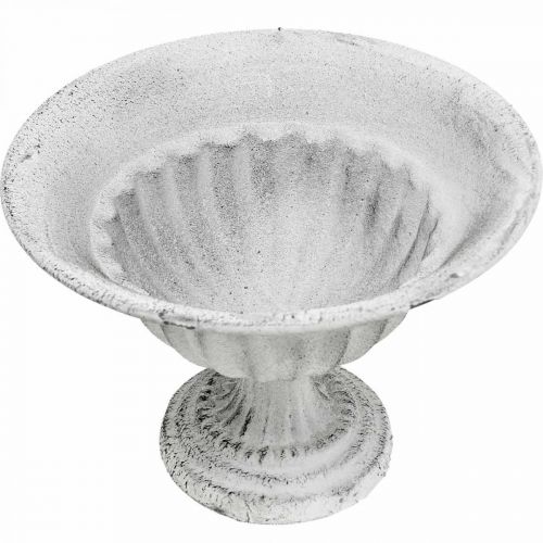 Floristik24 Puodelio dubuo balta dekoratyvinė taurė metalinė taurė Ø16cm H11,5cm
