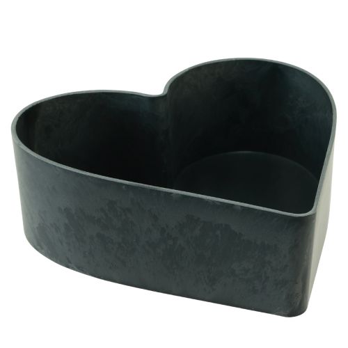 Floristik24 Dubenėlio širdies plastikinis dekoratyvinis dubuo antracitas 24/21cm rinkinys iš 2 vnt