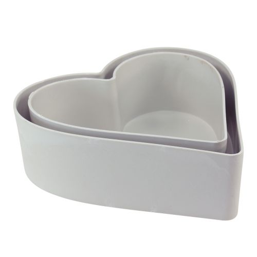 daiktų Dubuo širdies plastikinis dekoratyvinis dubuo baltas pilkas 24/21cm rinkinys po 2