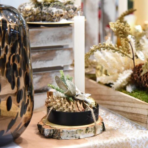 Floristik24 Dekoratyvinis dubuo su žvakidėmis juodo metalo Ø10,5cm 4vnt