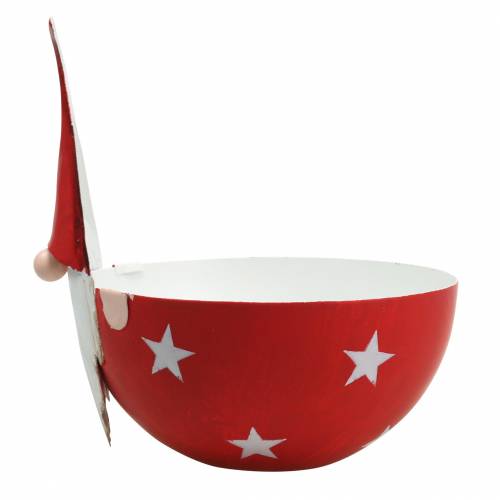 daiktų Dekoratyvinis dubuo nykštukas raudonas, baltas metalinis Ø14cm H16cm Kalėdų senelio dubuo