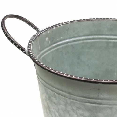 Floristik24 Cinko dubuo su rankenomis pilkos, rudos ir baltos spalvos skalbtas Ø31cm H21cm