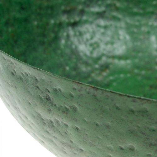 Floristik24 Dekoratyvinis dubuo vintažinės žalios spalvos metalinis sėjamosios dubuo Ø31cm