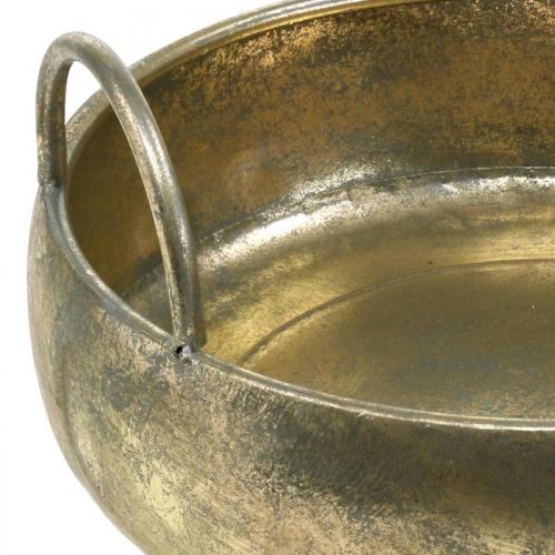 Floristik24 Sodinamosios metalinis dubuo su rankena auksinės spalvos senovinės išvaizdos Ø31cm
