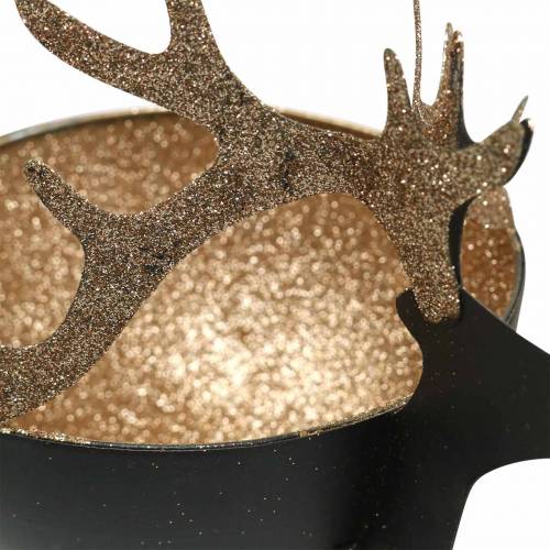 daiktų Dubuo su elnio galva juodas, auksinis metalas Ø11/14cm Rinkinyje 2 vnt