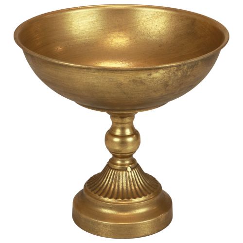 Dubuo su kojele dekoratyvinis metalinis dubuo auksinis Ø25,5cm H24cm