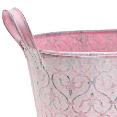 daiktų Cinko kubilas su rožiniu dekoru 22,5 cm x 11,5 cm H10,5 cm