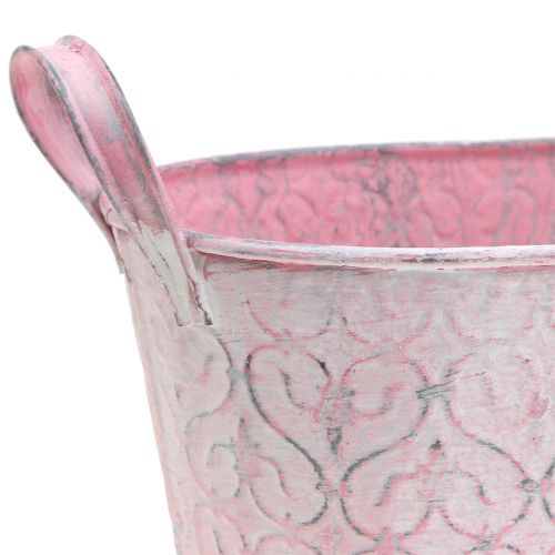 Floristik24 Cinko kubilas su rožiniu dekoru 25,5cm x 13,5cm H12cm