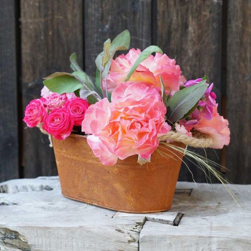 Floristik24 Metalinis dubuo su rankenomis, rudens dekoracija, vazonas su patina L22cm H11cm