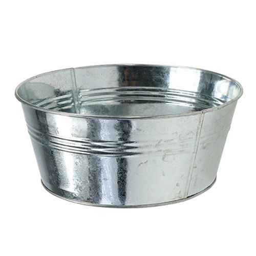 Floristik24 Metalinis dubuo apvalus blizgus sidabras Ø22cm A9,5cm 6vnt