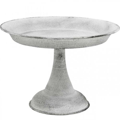 Floristik24 Dekoratyvinis dubuo su koja dekoratyvine lėkšte metalinė balta Ø22cm H15,5cm