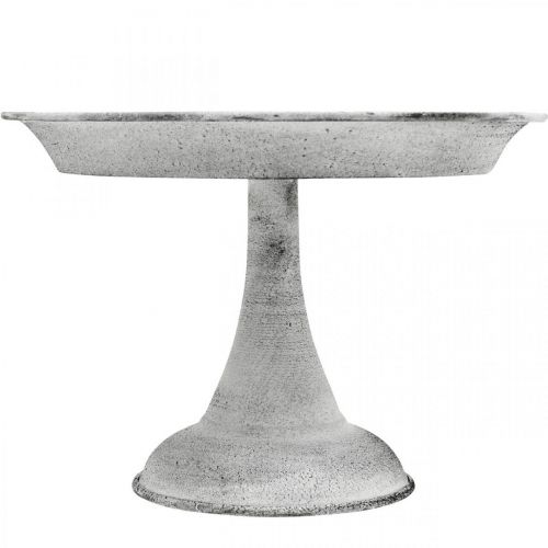Floristik24 Dekoratyvinis dubuo su koja dekoratyvine lėkšte metalinė balta Ø22cm H15,5cm