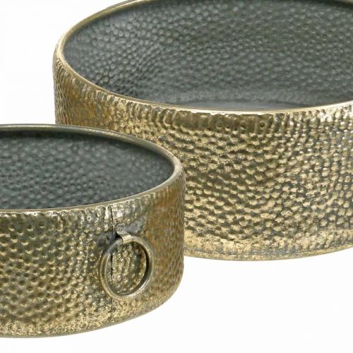 daiktų Dekoratyvinis dubuo senovinės išvaizdos metalinis vazonas auksinis Ø37/31cm rinkinys 2 vnt