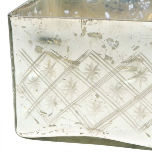 Floristik24 Stiklinis indas su dangteliu nutriušęs stiklo dekoravimo šampanas 14×14×14,5 cm