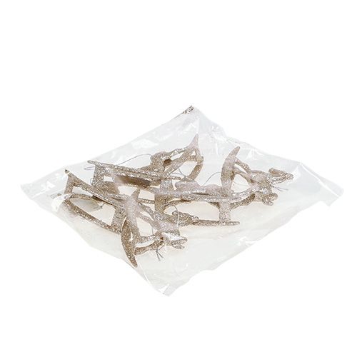 Floristik24 Supamasis arklys 7,5cm auksinis su blizgučiais 6vnt