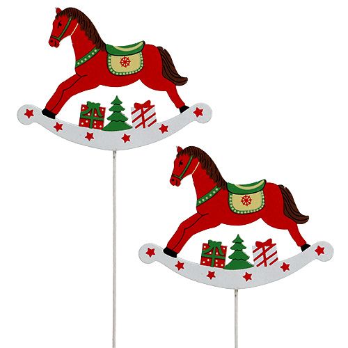 Supamas arkliukas ant lazdos raudonas 8,5cm 16 vnt